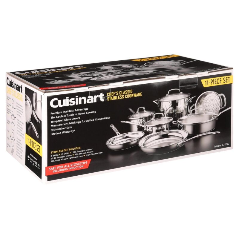 Cuisinart Chef's Classic Stainless Cookware 11 Piece Set, 77-11G - Image 4