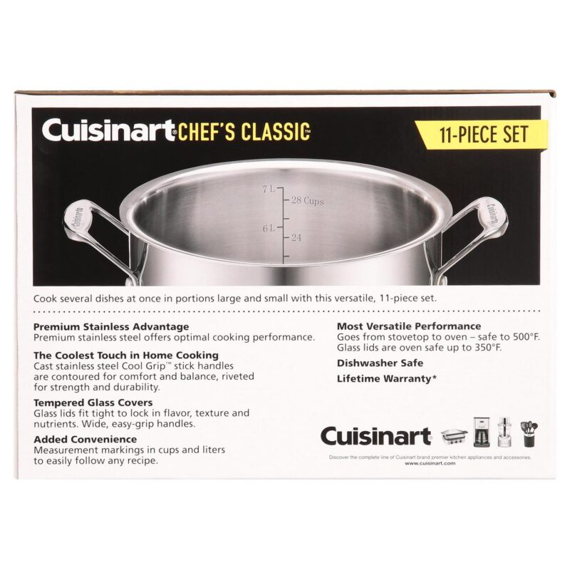 Cuisinart Chef's Classic Stainless Cookware 11 Piece Set, 77-11G - Image 11