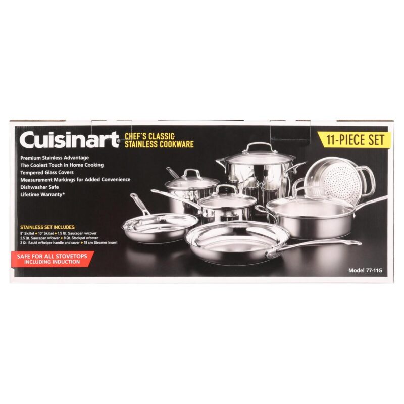 Cuisinart Chef's Classic Stainless Cookware 11 Piece Set, 77-11G - Image 3