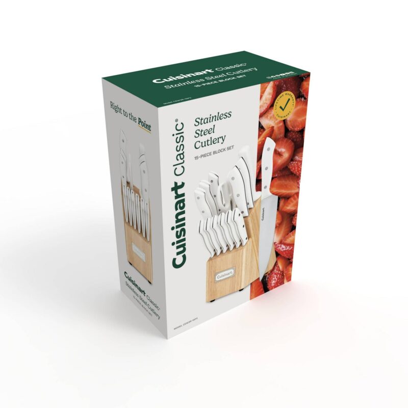 Cuisinart Classic 15pc White Triple Rivet Knife Block Set, CEW3R-15P3 - Image 7