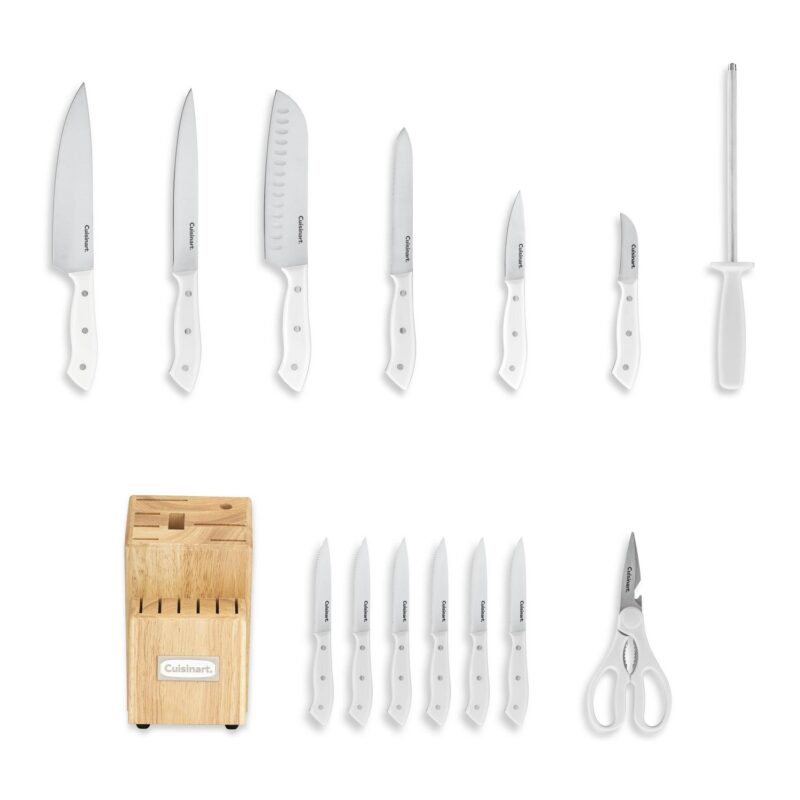 Cuisinart Classic 15pc White Triple Rivet Knife Block Set, CEW3R-15P3 - Image 3
