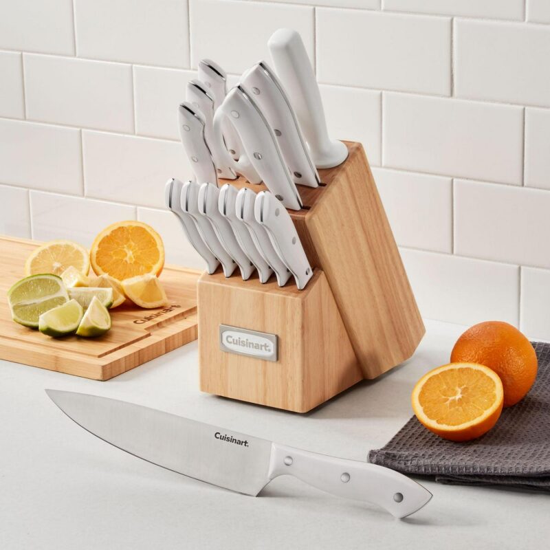 Cuisinart Classic 15pc White Triple Rivet Knife Block Set, CEW3R-15P3 - Image 5