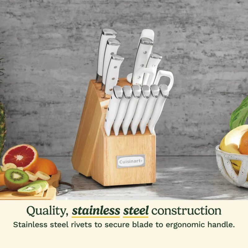 Cuisinart Classic Forged White Triple Rivet Knife Block Set, C77WTR-15P3 - Image 5