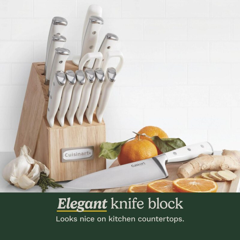 Cuisinart Classic Forged White Triple Rivet Knife Block Set, C77WTR-15P3 - Image 4
