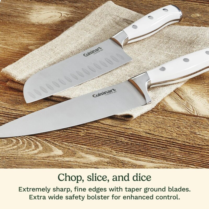 Cuisinart Classic Forged White Triple Rivet Knife Block Set, C77WTR-15P3 - Image 6