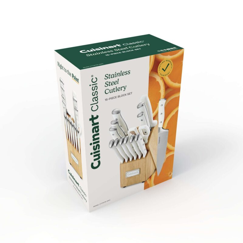 Cuisinart Classic Forged White Triple Rivet Knife Block Set, C77WTR-15P3 - Image 9