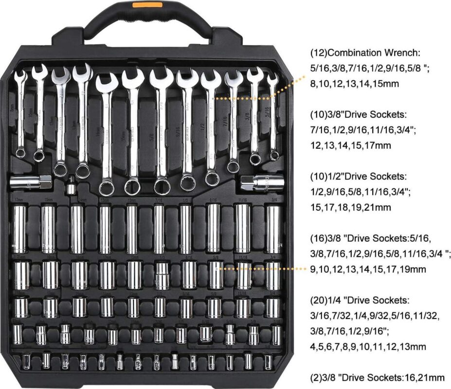 DEKOPRO 192 Piece Mechanics Tool Set Socket Wrench Set, Plastic Storage Case with Auto Repair Hand Tool Kit Wrench Tool Box Set - Image 5