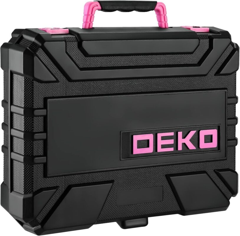 DEKOPRO Drill Set: Tool Set with 8V Pink Cordless Drill, Home Tool Kit with Drill, Hand Tool Kits for Women 126 Piece - Image 6