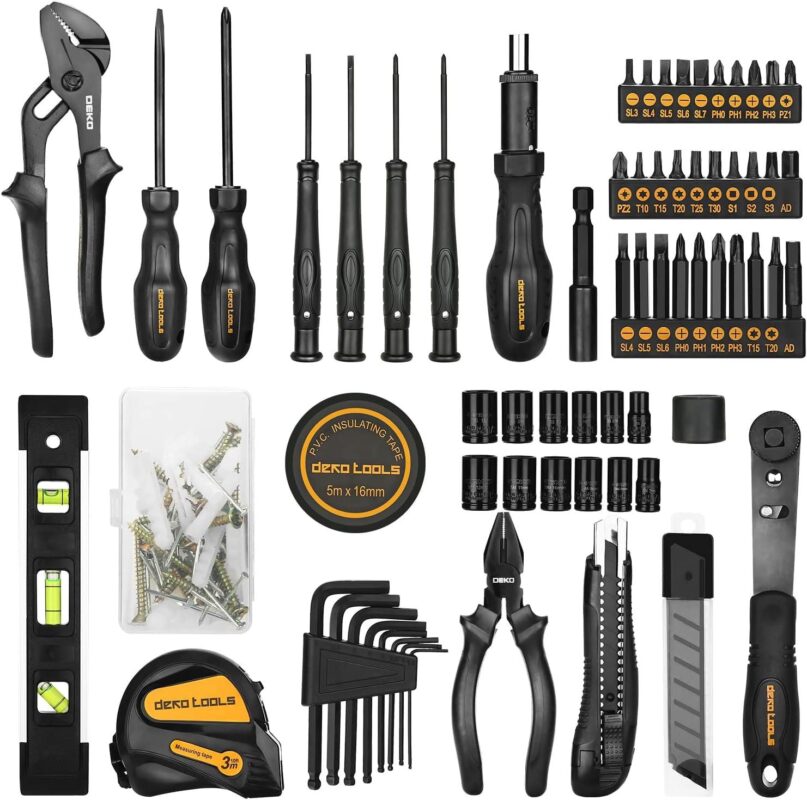 DEKO 150 Piece Tool Set, General Household Hand Tool Kit, Home Repair Tool Kit with Plastic Toolbox Storage Case for DIY Project, Home Maintenance - Image 3