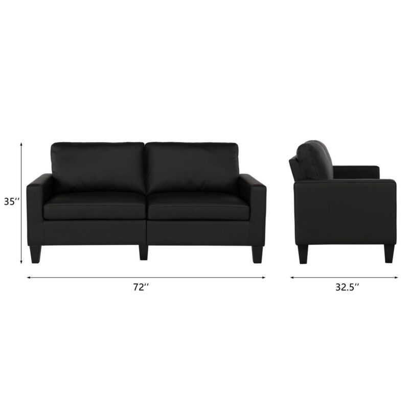DHP Bridgette Track Arm Sofa and Couch, Living Room Furniture, Black - Image 11