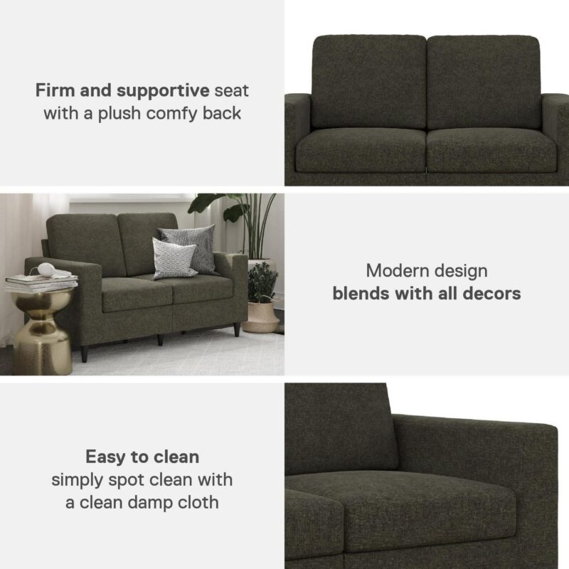 DHP Cooper Loveseat 2 Seater Sofa, Gray Linen - Image 7