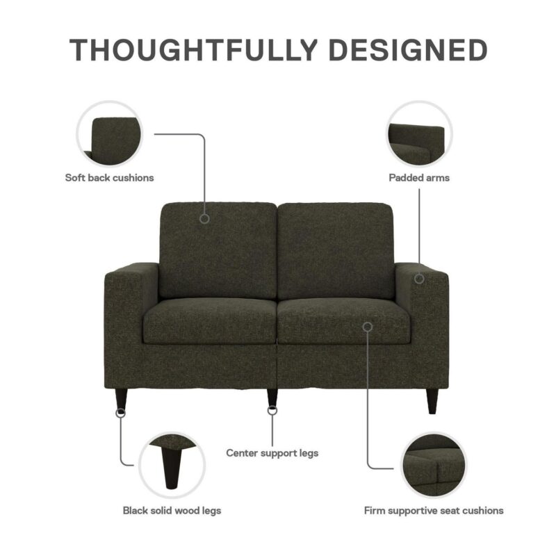 DHP Cooper Loveseat 2 Seater Sofa, Gray Linen - Image 9