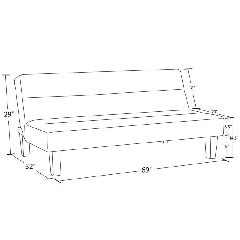 DHP Kebo Futon with Microfiber Cover, Gray Microfiber - Image 14