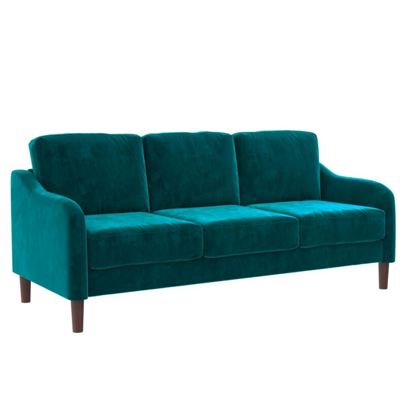 DHP Marbella 3-Seater Sofa Couch, Living Room Furniture, Green Velvet - Image 3