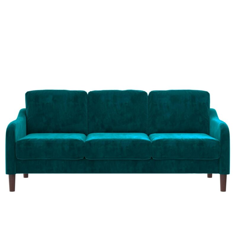 DHP Marbella 3-Seater Sofa Couch, Living Room Furniture, Green Velvet - Image 4