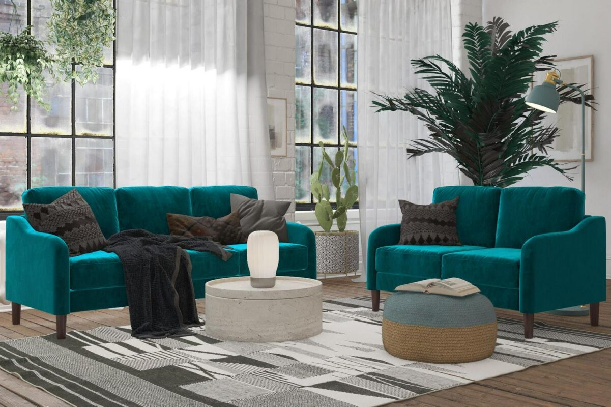 DHP Marbella 3-Seater Sofa Couch, Living Room Furniture, Green Velvet - Image 16
