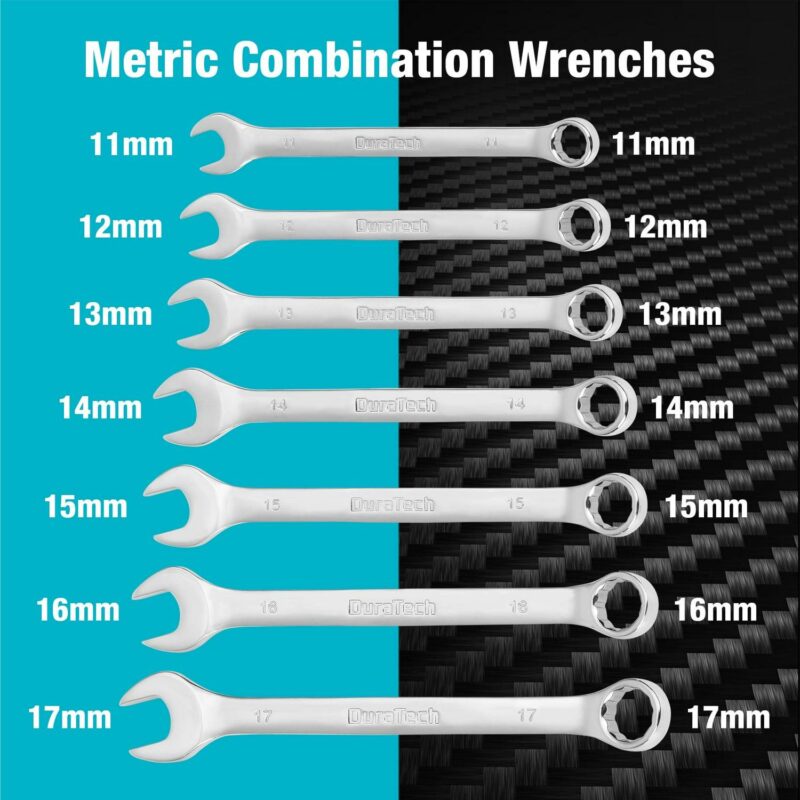 DURATECH 497-Piece Mechanics Tool Set, Include SAE/Metric Sockets, 90-Tooth Ratchet and Wrench Set in 3 Drawer Tool Box - Image 3