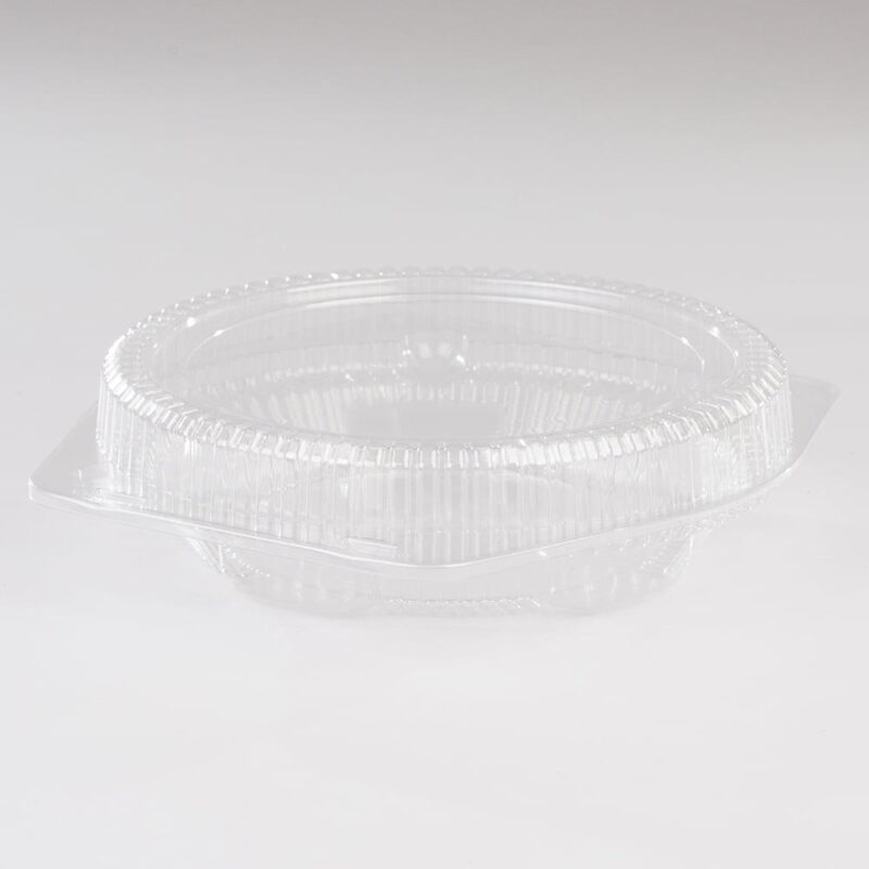 Detroit Forming 10  Pie Container LBH-111 Clear OPS Plastic Hinged Locking Lid Shallow Dome Food | 100/Case - Image 2