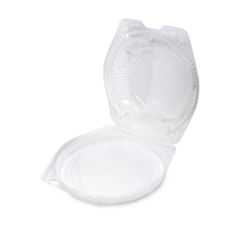 Detroit Forming 10  Pie Container LBH-111 Clear OPS Plastic Hinged Locking Lid Shallow Dome Food | 100/Case - Image 4
