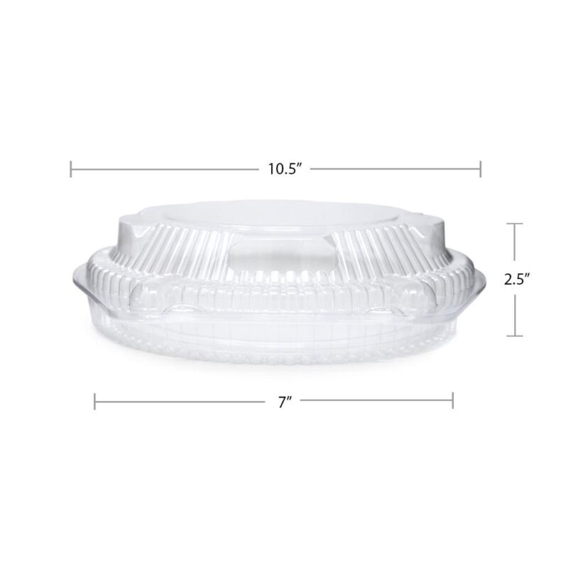Detroit Forming 10  Pie Container LBH-111 Clear OPS Plastic Hinged Locking Lid Shallow Dome Food | 100/Case - Image 3
