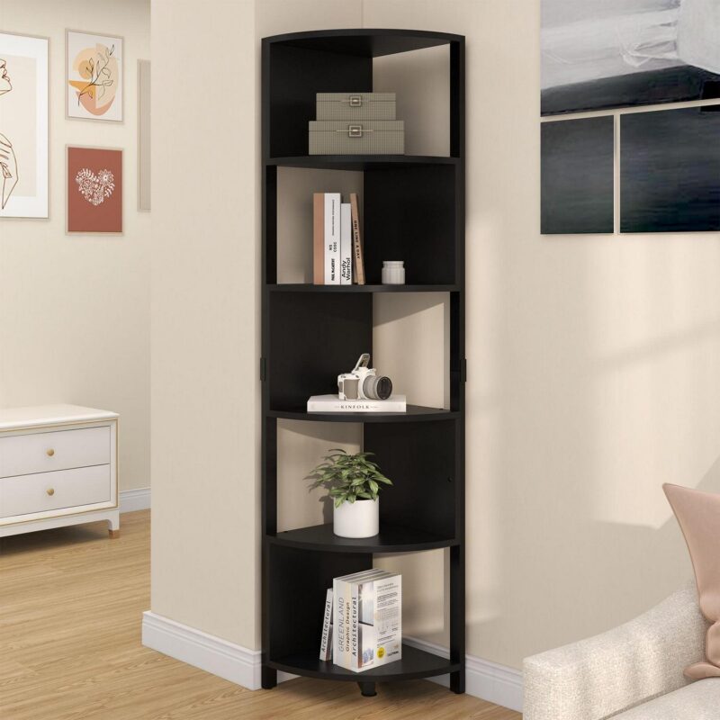 Dextrus 6-Tier Corner Shelf, 68.8  Tall Modern Free Standing Zigzag Corner Bookshelf for Living Room, Home Office,Black - Image 8