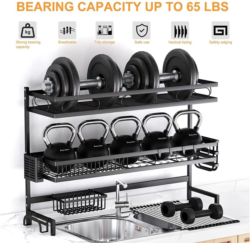 Dish Rack,3 Tier Dish Drying Drainer Rack,Ideal for Kitchen Organizer with One Over The Sink Drainer,Cutboard Stand,Utensils Holder,Gift for Housewarming,Christmas,Thanksgiving - Image 3