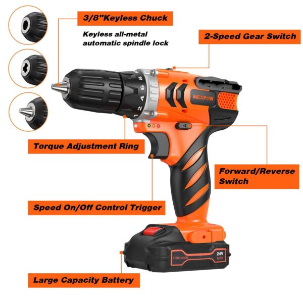 Drill Set Nexpow 24V fb78aa4dda654faea10feec92ab3275d