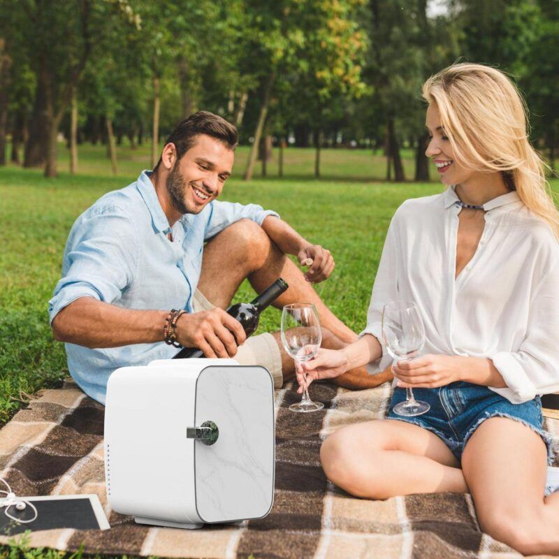EDX Mini Fridge, Portable RV Refrigerator, 4 Liter/6 Can Compact Personal Cooler for Home, Outdoor, Marble White - Image 9