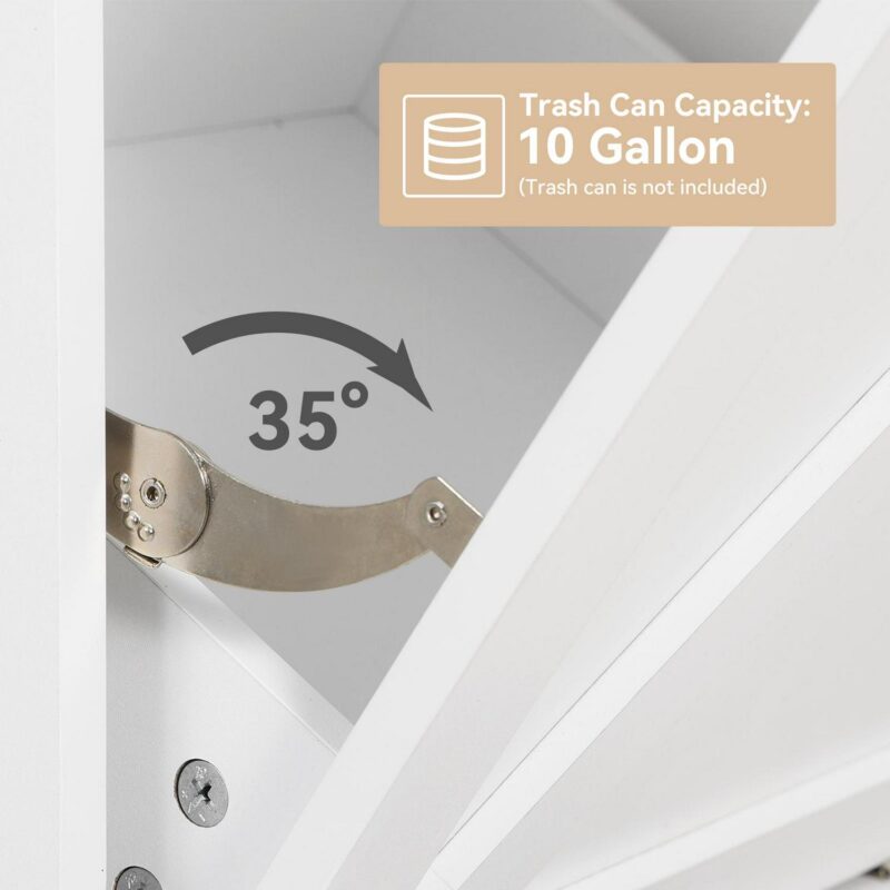 ELECWISH Kitchen Tilt Out Trash Can Cabinet Freestanding Trash Bin Holder Storage Drawer Waste Bin-Wooden Recycling Trash Cabinet,White - Image 8