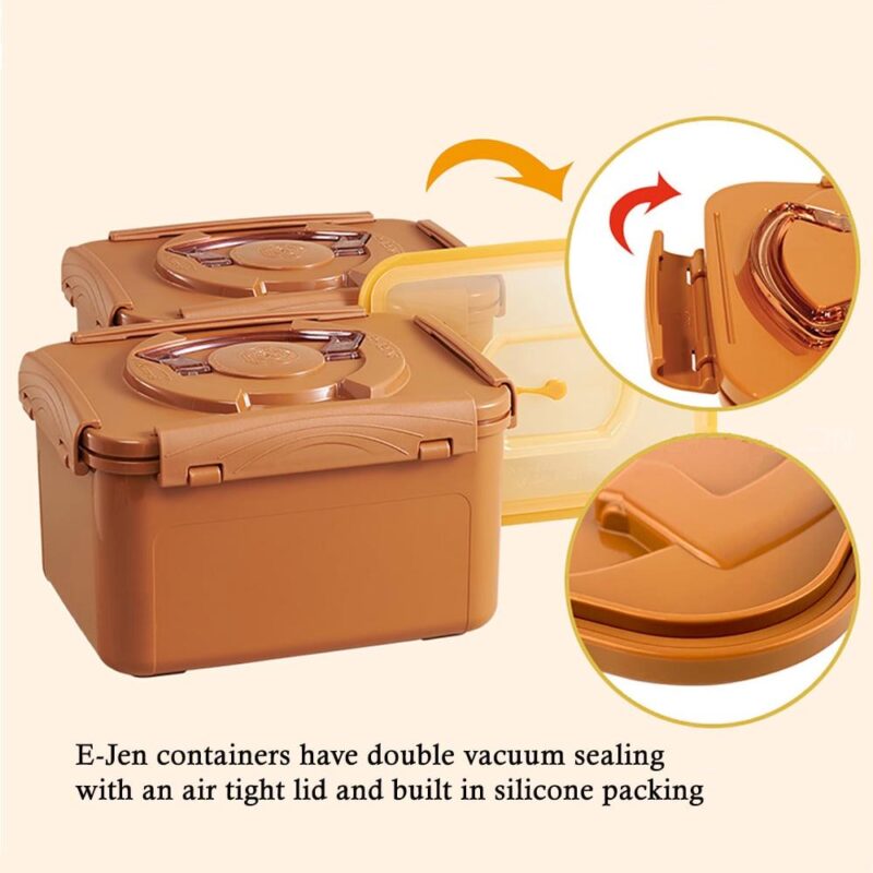 E-Jen Premium Kimchi, Sauerkraut Probiotic Fermentation Container with Inner Vacuum Lid (Earthenware Brown, 0.9 gal/ 3.4L) - Image 2