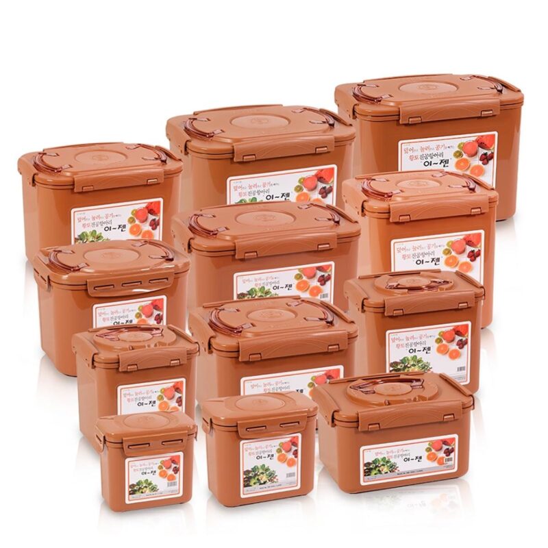 E-Jen Premium Kimchi, Sauerkraut Probiotic Fermentation Container with Inner Vacuum Lid (Earthenware Brown, 0.9 gal/ 3.4L) - Image 7