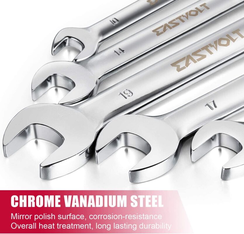 Eastvolt 12-Piece Flex-Head Ratcheting Wrench Set, Metric 8mm-19mm, Combination Ended Spanner kits, Chrome Vanadium Steel with Toolbox - Image 4