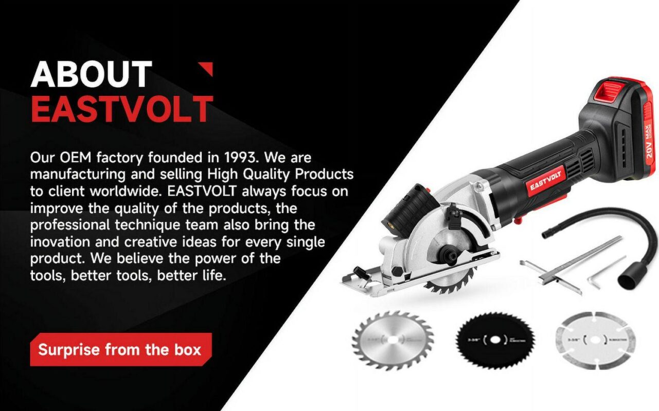 Eastvolt 20V 3-3/8  Cordless Circular Saw, 4500RPM Compact Circular Saw with Laser Guide, Scale Ruler, 3 Blades for Cutting Woods, Plastics, Tile and Soft Metal - Image 3