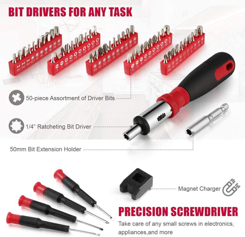 Eastvolt 218-Piece Household Tool Kit, Auto Repair Tool Set, Tool Kits for Homeowner, Plier, Screwdriver Set, Socket Kit and Toolbox Storage Case - Image 3