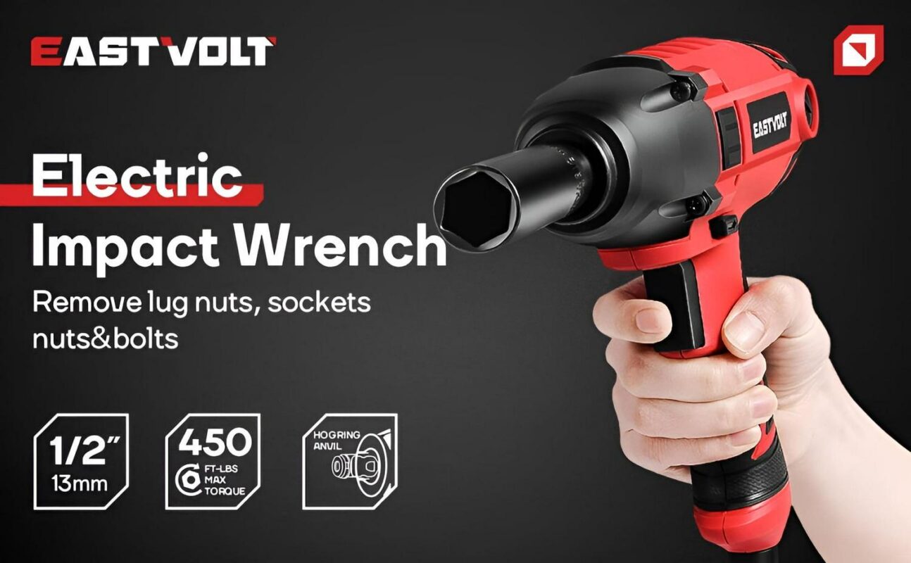 Eastvolt 800W Electric Impact Wrench, Heavy Duty 7.5 Amp Corded Max Torque 450 Ft-lbs 3400 RPM, 1/2 Inch with Hog Ring Anvil - Image 12