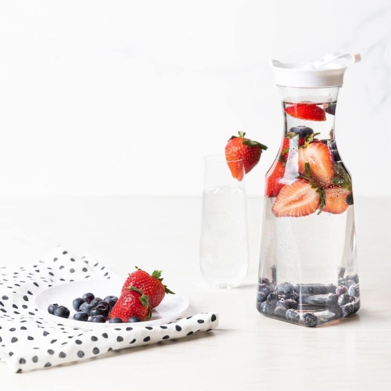 EcoQuality 54oz Clear Plastic Water Carafe Pitchers with Flip Top Lid - Square Base Juice Beverage Container Bottle with Spout For Mimosa Bar, Lemonade, Smoothies, Cold Brew, Milk, Iced Tea (6) - Image 3