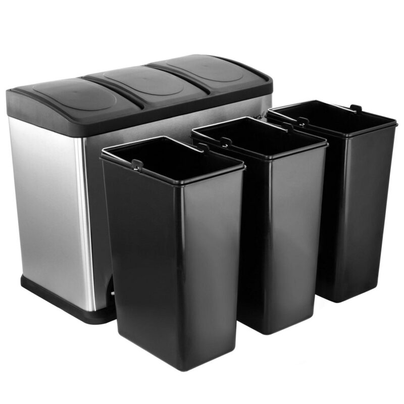 Elama 3 Section 15 Liter/4 Gallon Each Section Trash and Recycling Step Bin - Image 2