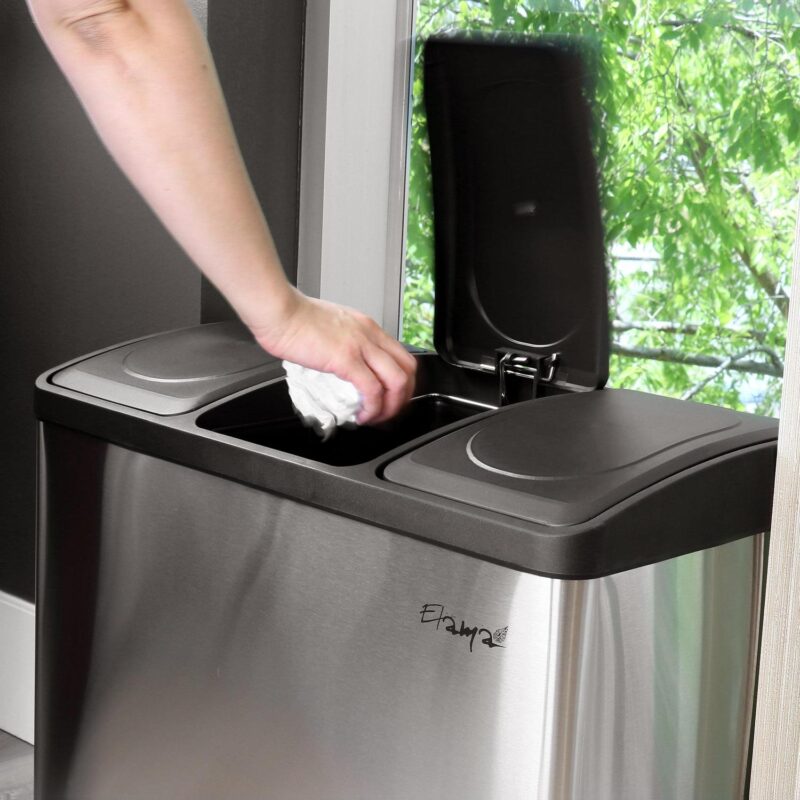 Elama 3 Section 15 Liter/4 Gallon Each Section Trash and Recycling Step Bin - Image 8