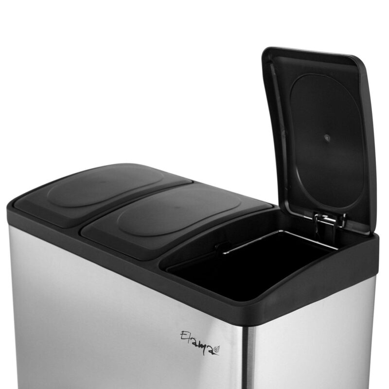 Elama 3 Section 15 Liter/4 Gallon Each Section Trash and Recycling Step Bin - Image 3
