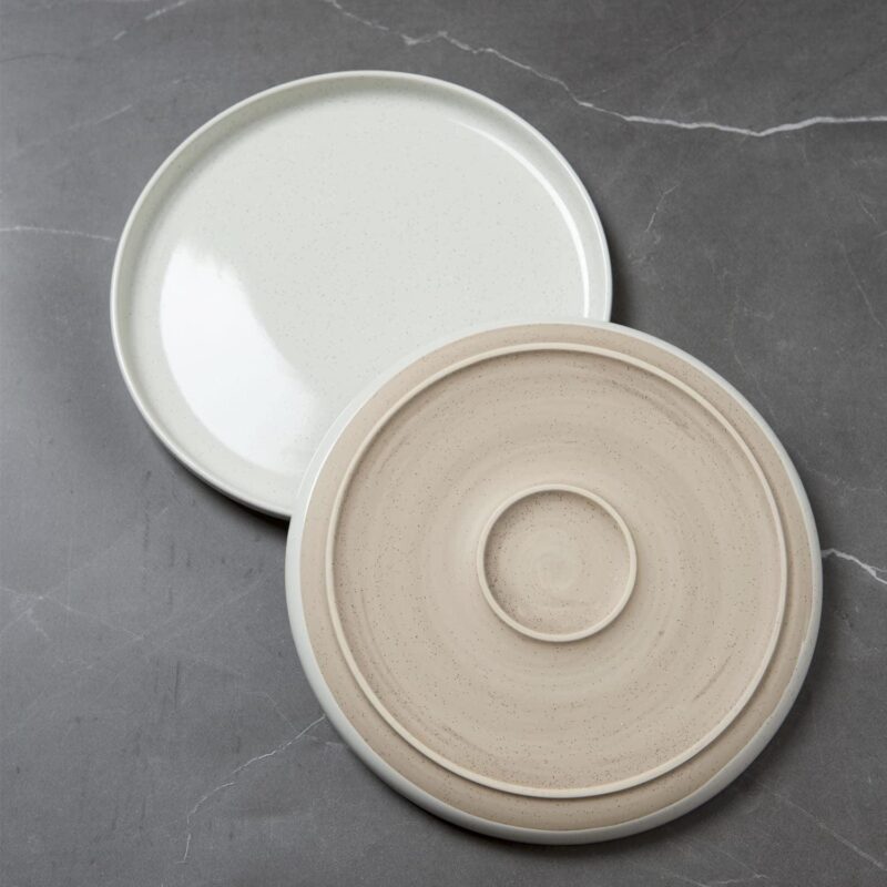 Famiware Plates and Bowls Set, 12 Piece Stoneware Dinnerware Sets, White - Image 5