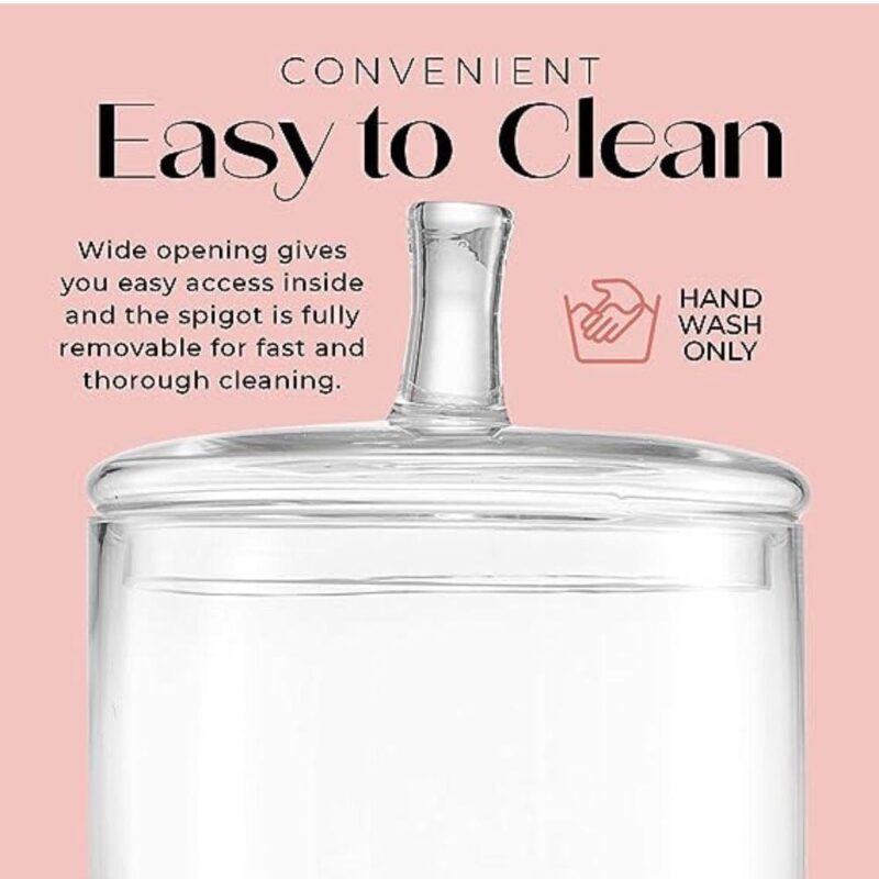 Fifth Avenue Crystal, Round, Clear Glass Beverage Dispenser with Spigot and Metal Stand, 2.5 Gallon - Image 3