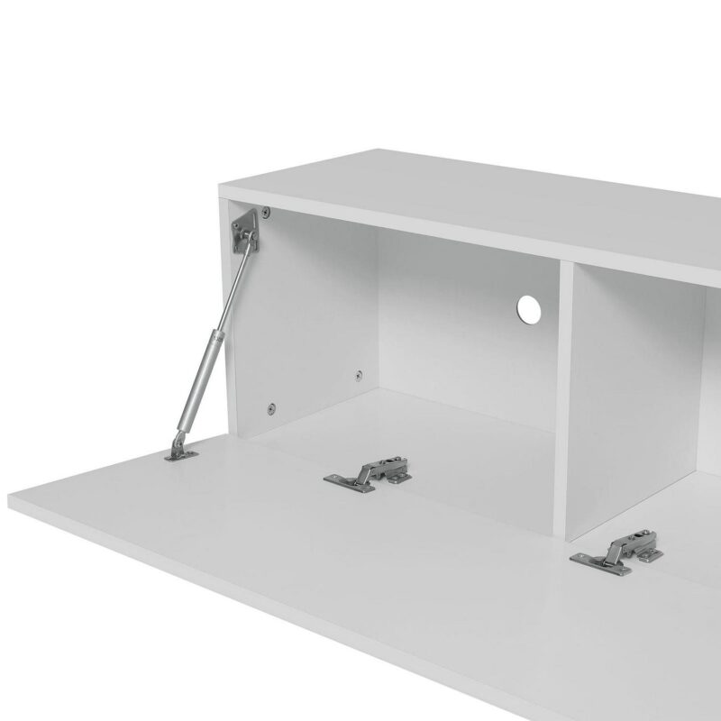 Floating TV Stand with LED Lights 55  Wall Mounted Modern White Entertainment Center High Gloss TV Cabinet Media Console with Storage and Doors for up to 63 inch TVs - Image 9