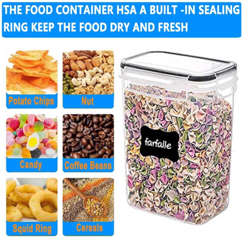 Food Storage Containers, Pantry Organization and Storage ,7 Pieces BPA Free Plastic Airtight Kitchen Organization and Storage with Lock Lids . Labels and Marker - Image 5