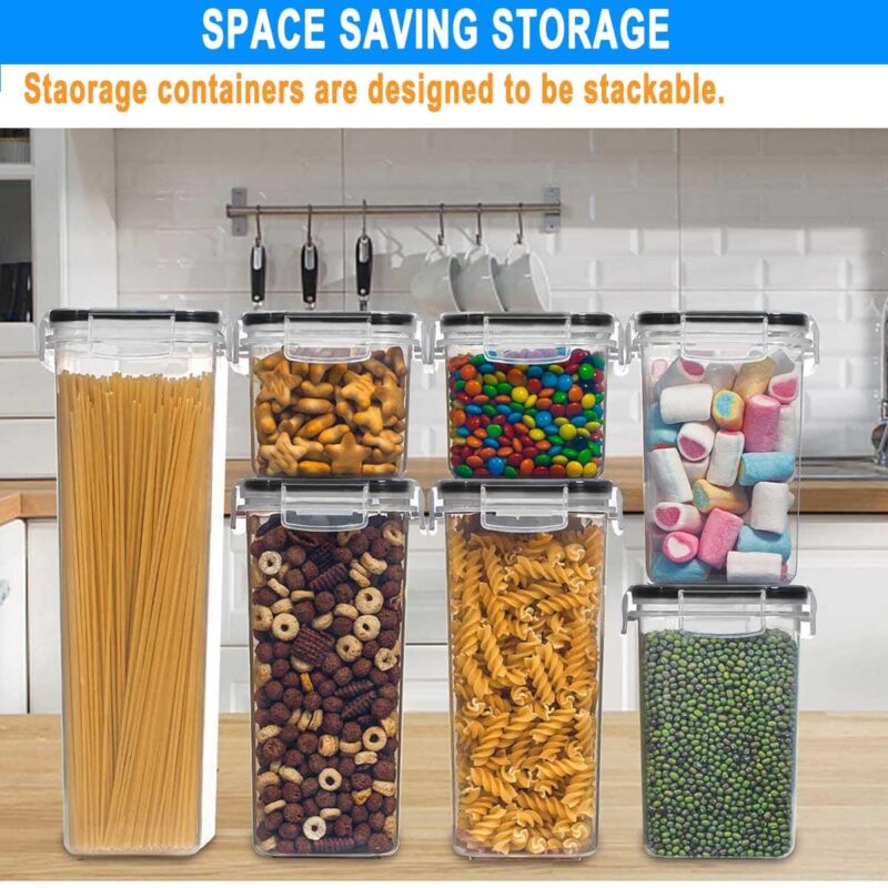 Food Storage Containers, Pantry Organization and Storage ,7 Pieces BPA Free Plastic Airtight Kitchen Organization and Storage with Lock Lids . Labels and Marker - Image 6