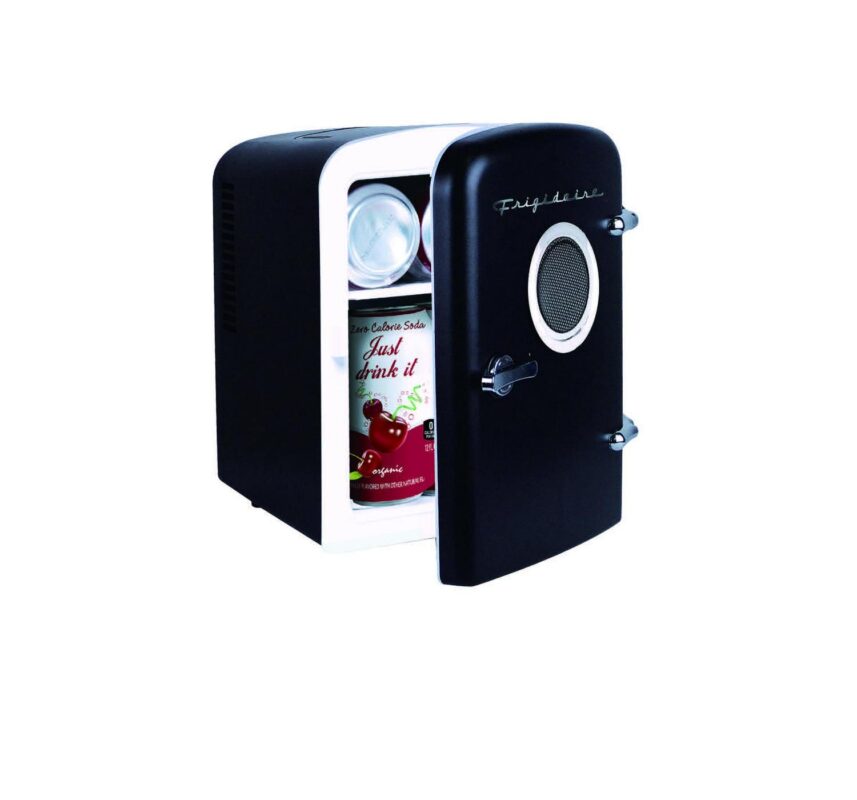 Frigidaire Portable Retro 6-can Mini Fridge EFMIS151, Built-in Bluetooth(R) Speaker, Black - Image 3