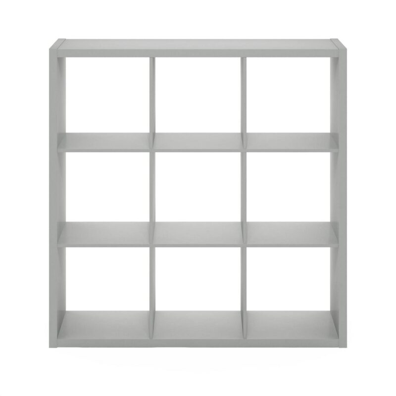Furinno Cubicle Open Back Decorative Cube Storage Organizer, 9-Cube, Light Grey - Image 3