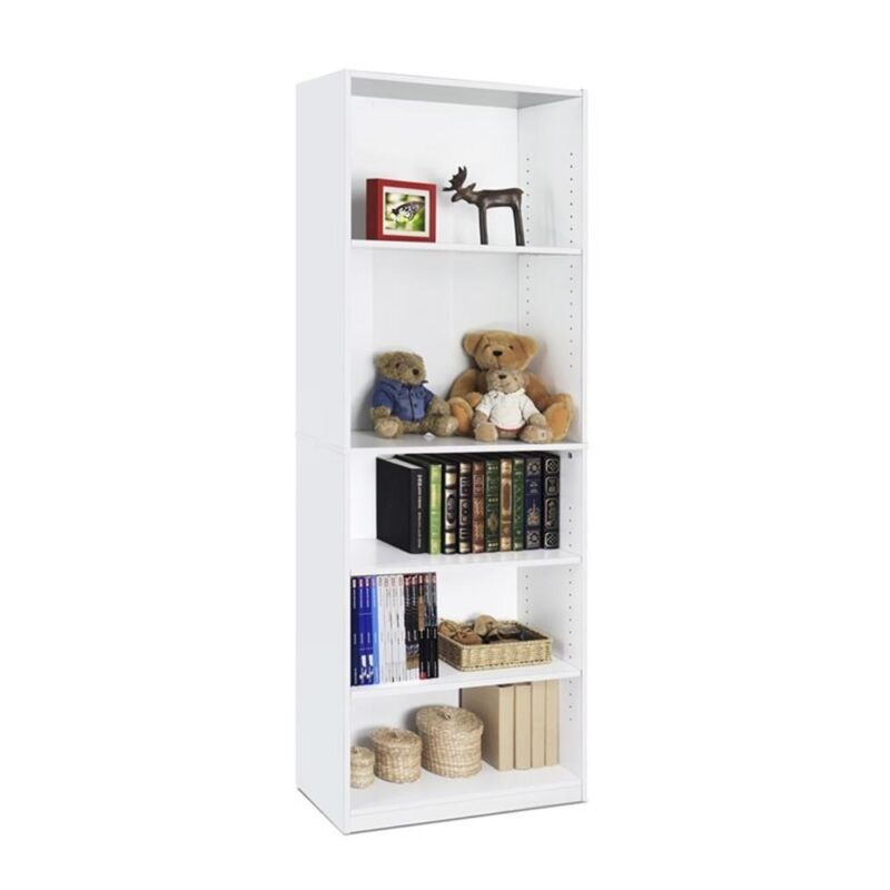 Furinno JAYA Engineered Wood Simple Home 5-Shelf Bookcase in White - Image 4