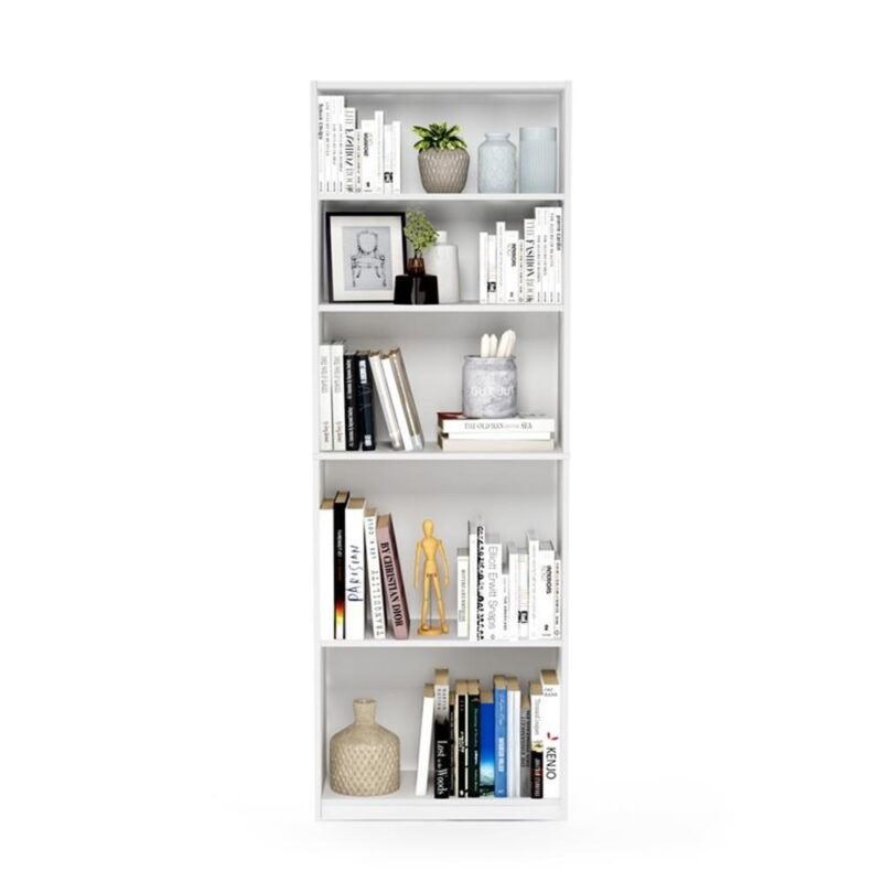 Furinno JAYA Engineered Wood Simple Home 5-Shelf Bookcase in White - Image 6