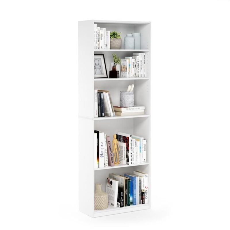 Furinno JAYA Engineered Wood Simple Home 5-Shelf Bookcase in White - Image 5