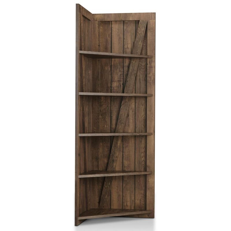 Furniture of America Helsa 5-Shelf Corner Bookcase, Oak - Image 5